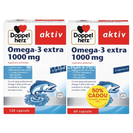 Doppelherz Aktiv Omega 3 Extra 1000mg x 120cps+60cps Pachet Avantajos [1]