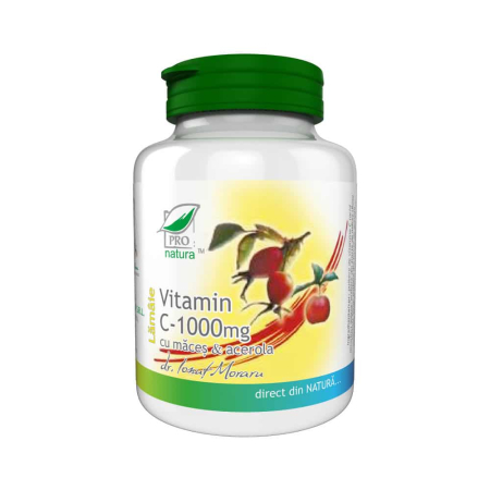 Alimente - Vitamina C 1000 mg Lamaie cu Macese si Acerola x 100cpr Pro Natura