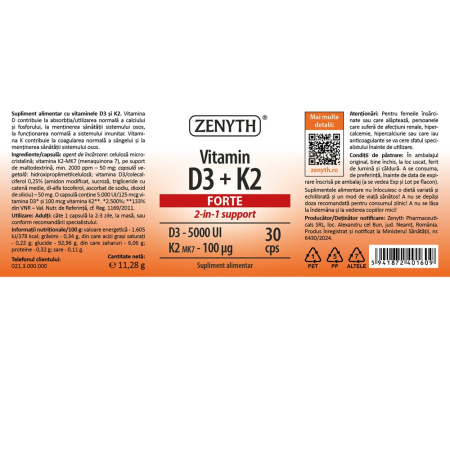 Vitamina D3+K2 Forte x 30cps Zenyth [3]