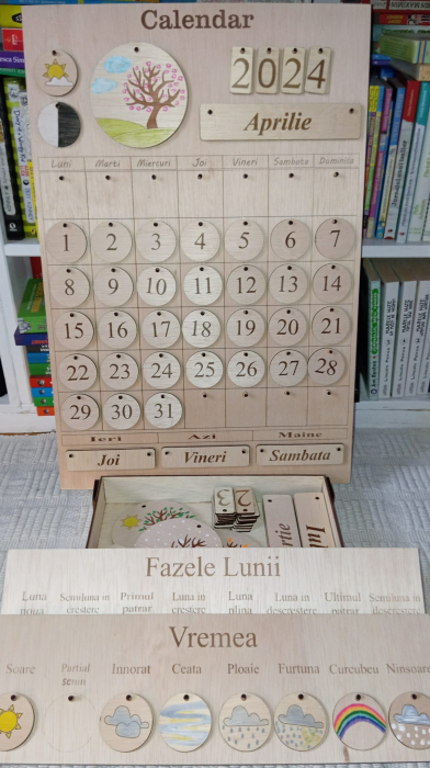 Calendarul Naturii Montessori Waldorf, permanent, din placaj - Set complet [4]