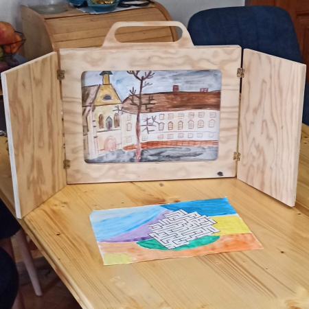 Materiale didactice - Kamishibai, Teatru japonez, Teatru narativ, Placaj, Dimensiune A4, Finisaj natur