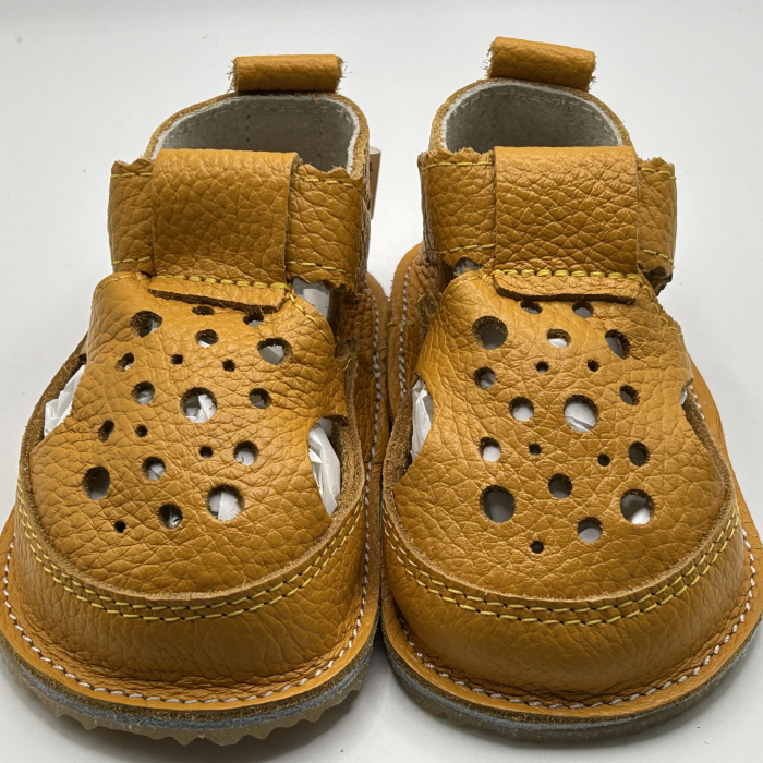 Sandale Barefoot copii piele naturala All Yellow [3]