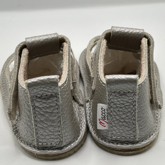 Sandale Barefoot copii piele naturala gri sidef Ceremony [4]