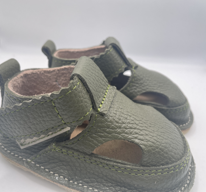 Sandale Barefoot copii piele naturala kaki [7]