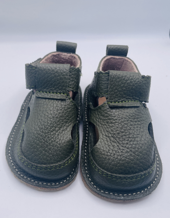 Sandale Barefoot copii piele naturala kaki [2]