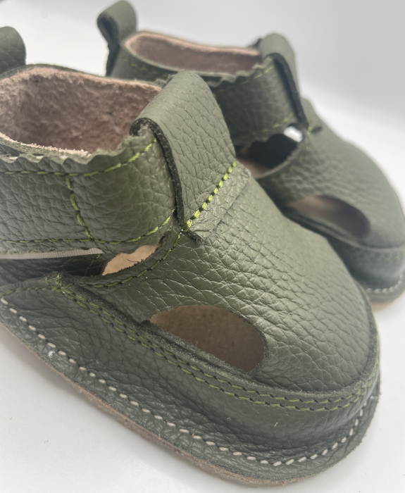 Sandale Barefoot copii piele naturala kaki [6]