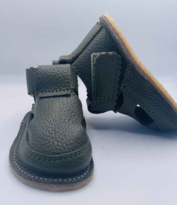 Sandale Barefoot copii piele naturala kaki [4]