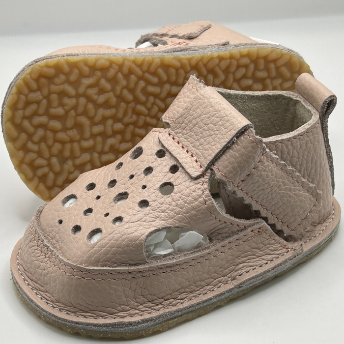 Sandale Barefoot copii piele naturala Roz Pudra [2]