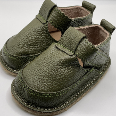 Pantofi primii pasi - Pantofi copii piele naturala Army