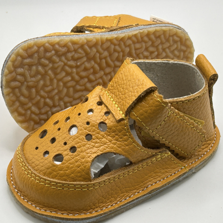 Sandale Barefoot copii piele naturala All Yellow [1]