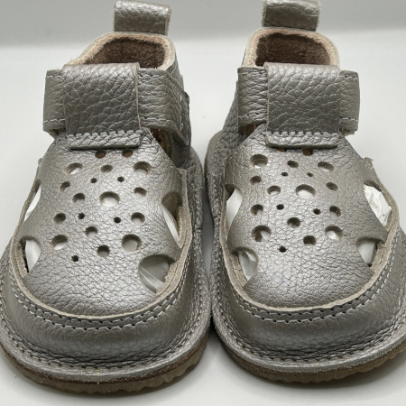 Sandale Barefoot copii piele naturala gri sidef Ceremony [2]
