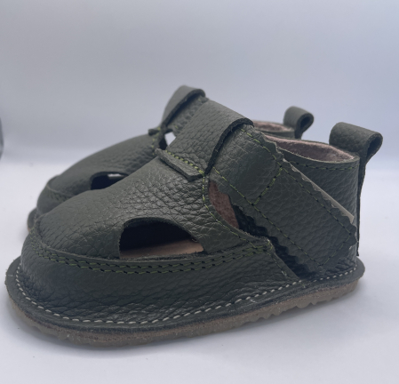Sandale Barefoot copii piele naturala kaki [0]