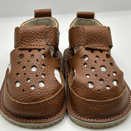 Sandale Barefoot copii piele naturala All Brown [2]