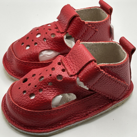 Sandale Barefoot Copii Piele Naturala Red [0]