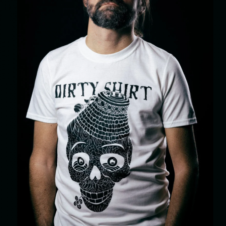 Imbracaminte - Tricou Dirtylicious White with Black Skull - Sol`s