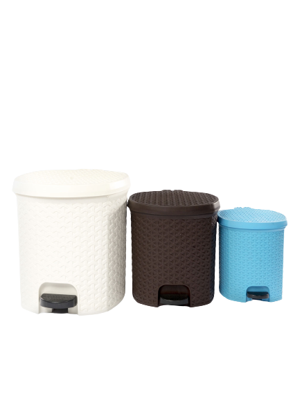 Cos Gunoi Cu Pedala Ratan, Sterk, Plastic, Diferite Culori, 24.5 cm x 21.5cm x 21cm, 5L [3]