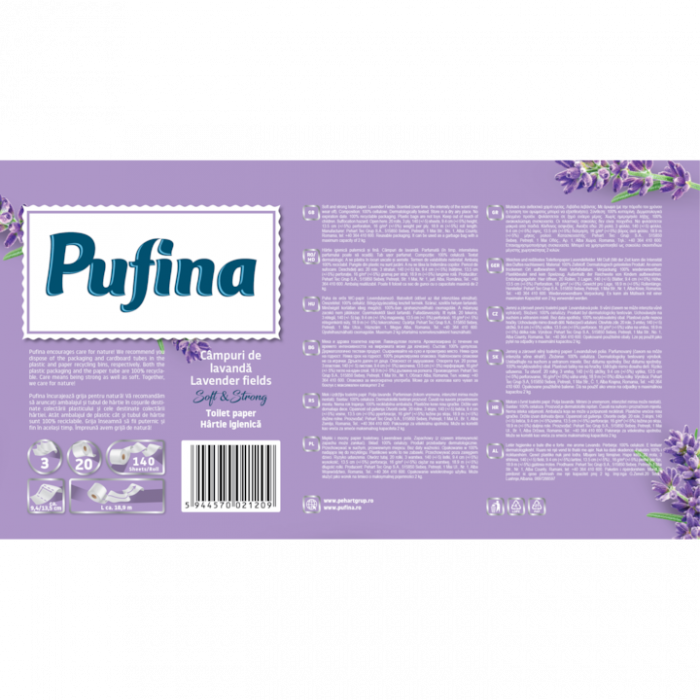Hartie Igienica, Pufina, Campuri De Lavanda, 3 Straturi, 20 Role [2]
