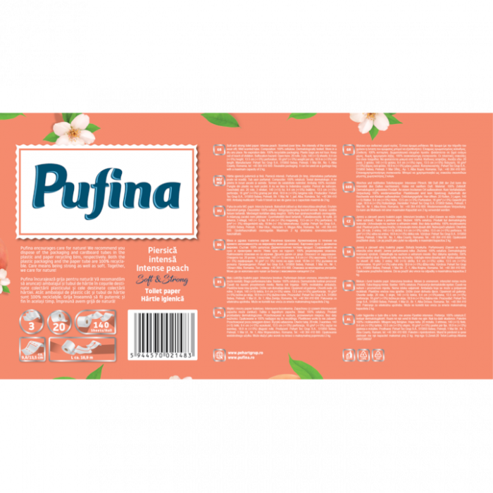 Hartie Igienica, Pufina, Parfum De Piersica, 3 Straturi, 20 Role [2]