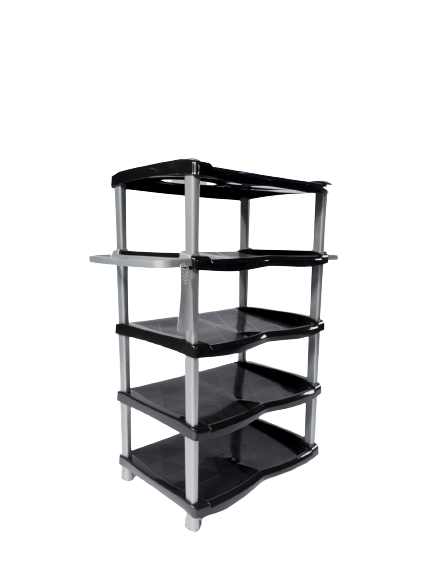 Raft Pantofi 5 Etaje Lux, Sterk, Negru, Plastic, 82 x 47 x 33 cm [2]