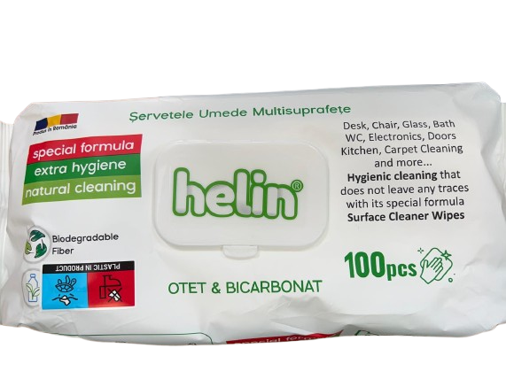 Servetele Pentru Suprafete, Helin, Otet si Bicarbonat, 100 buc/pachet [1]