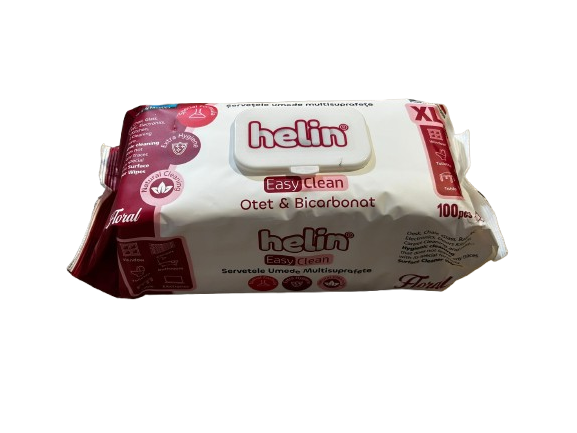 Servetele Umede Otet si Bicarbonat, Helin, Floral, XXL, 100 buc [2]
