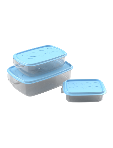Set Cutii Alimente Dreptunghiulare Luna, Sterk, Plastic, Bleu, 25 x 16 x 7 cm [2]