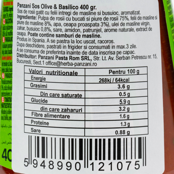 Sos Pentru Paste, Panzani, Olive & Basilico, 400g [2]