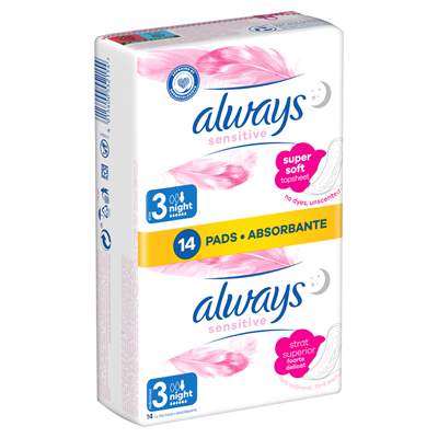 Igiena intima - Absorbante, Always, Sensitive, Night, Marimea 3, 14 buc