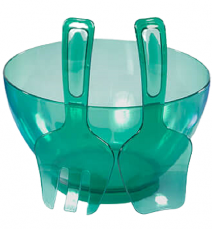 Accesorii bucatarie - Bol Salata Cu Accesorii, Sterk, Plastic, Verde, 25 x 16 cm