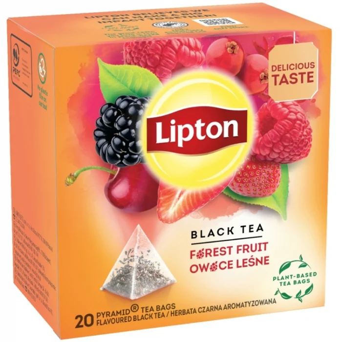 Cafea si ceai - Ceai Negru Cu Fructe De Padure, Lipton, 20 x 1.2g
