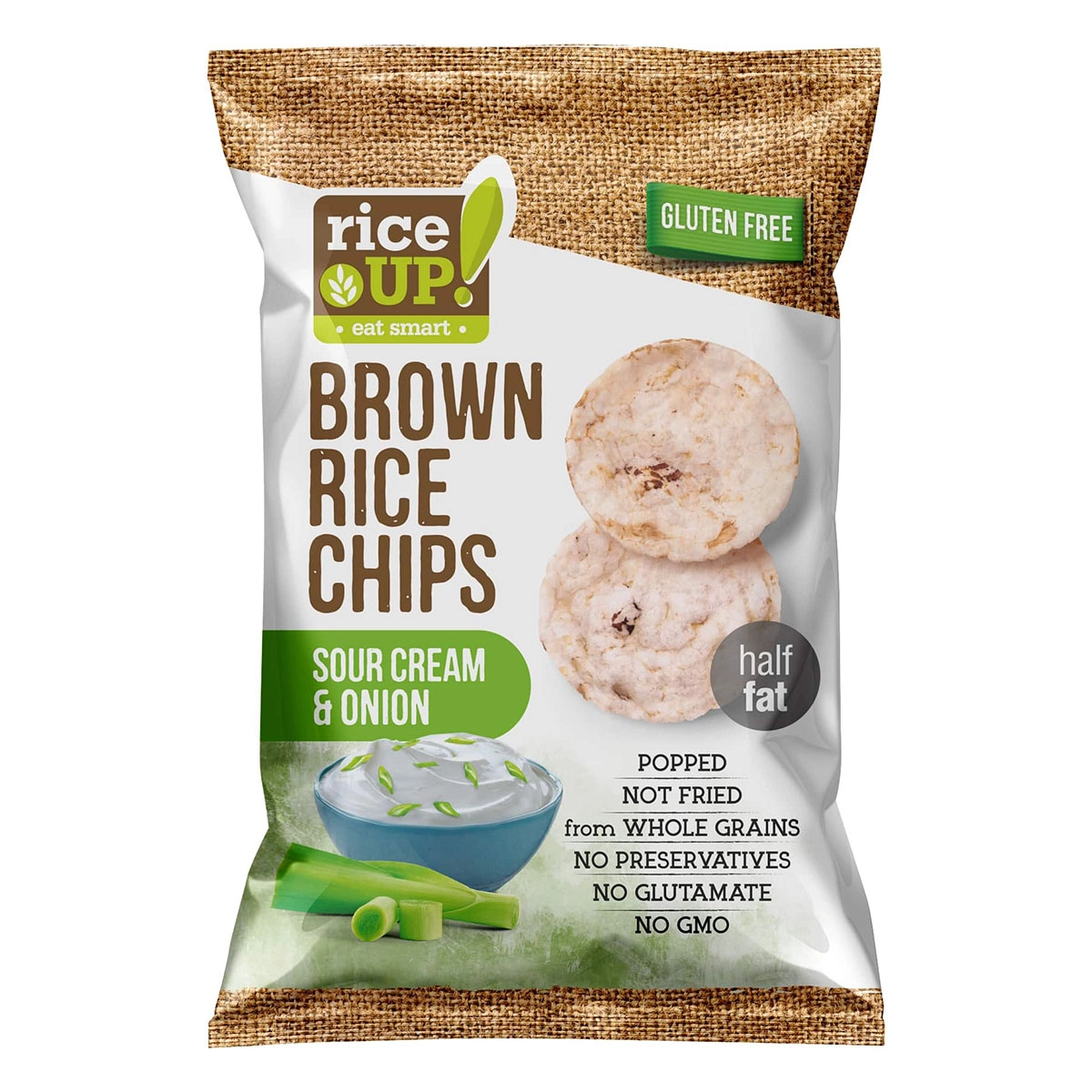 Bacanie - Chipsuri Din Orez Cu Ceapa si Smantana, RiseUP, 60g