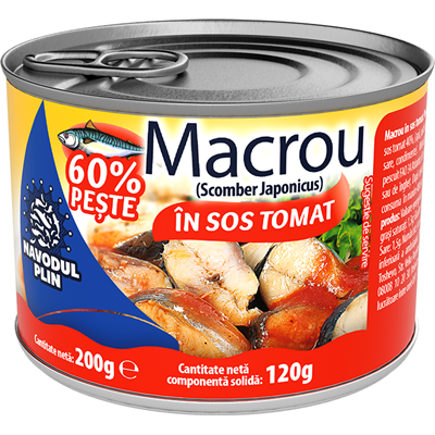 Bacanie - Conserva Peste, Navodul Plin, Macrou In Sos Tomat, 200g