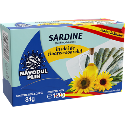 Bacanie - Conserva Peste, Navodul Plin, Sardine In Ulei De Floarea Soarelui, 120 g