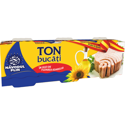 Conserve - Conserva Peste, Navodul Plin, Ton Bucati In Ulei Vegetal, 3 x 80 g