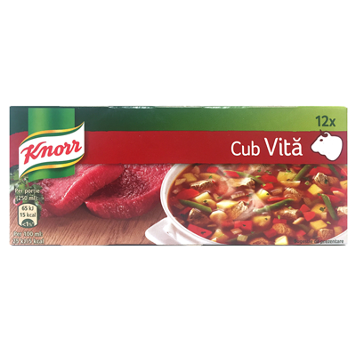 Condimente - Cuburi de Supă cu Arome Autentice de Vită, Knorr, Cub Vita, 120g