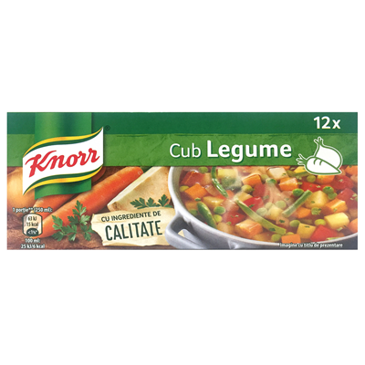 Condimente - Cuburi de Supă cu Arome Naturale de Legume, Knorr, Cub Legume, 120g