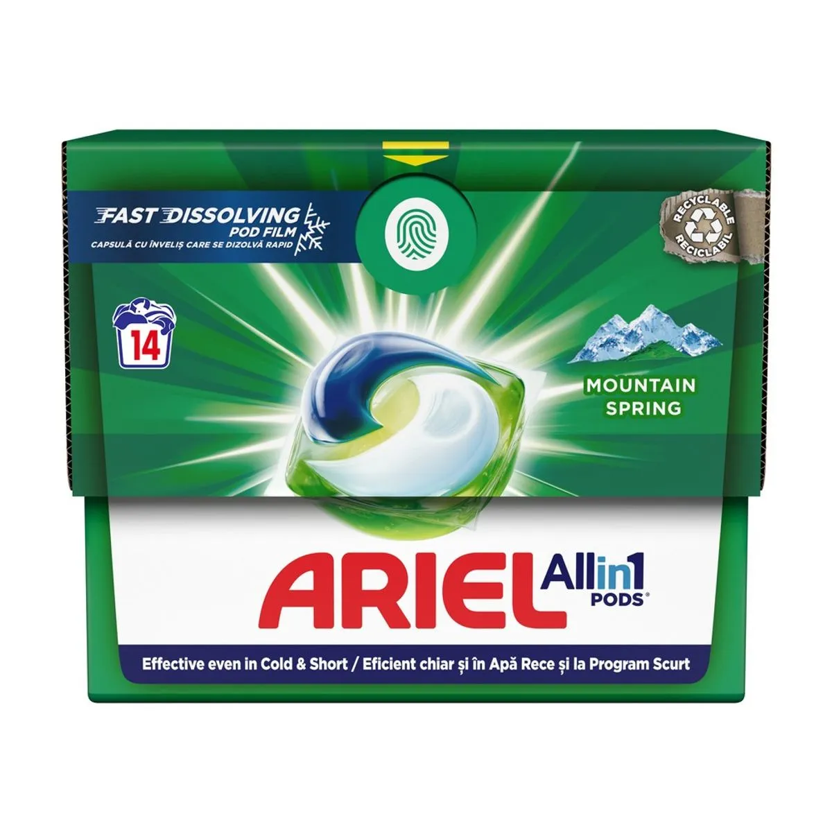 Detergent si balsam rufe - Detergent Capsule Pentru Rufe, Ariel, Montain Spring, 14 Spalari