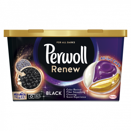 Detergent si balsam rufe - Detergent Capsule Pentru Rufe, Perwoll, Renew Black, 21 capsule
