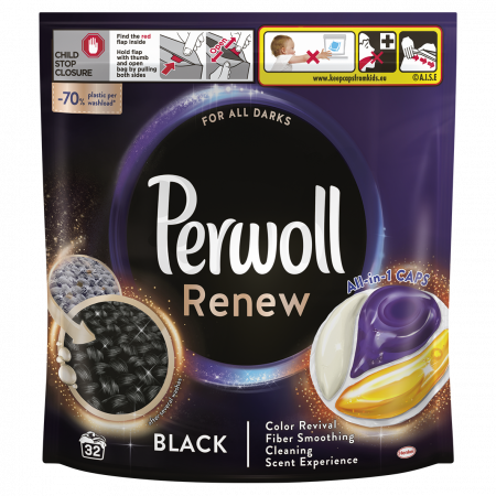 Detergent si balsam rufe - Detergent Capsule Pentru Rufe, Perwoll, Renew Black, 32 capsule