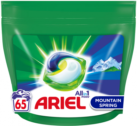 Detergent si balsam rufe - Detergent De Rufe Capsule, Ariel, Montain Spring, 65 buc