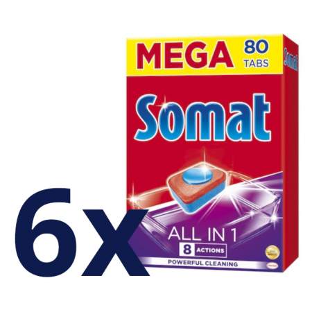 Detergenti vase - Pachet Promo Detergent Masina De Spalat Vase, Somat, All in one, 6 x 80 tablete