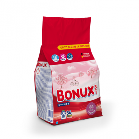 Detergent si balsam rufe - Detergent Pudra Pentru Rufe, Bonux, 3 in 1, Pure Magnolia, 2.34 kg, 36 Spalari