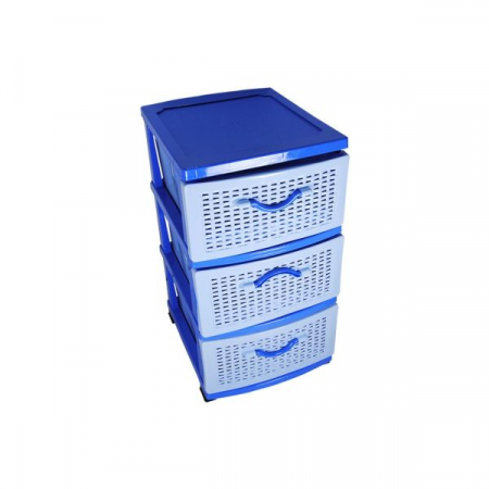 Depozitare si organizare - Dulap 3 Sertare, Universal, Sterk, Albastru/Bleu, Plastic, 70 x 67 x 45 cm
