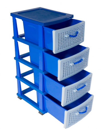 Depozitare si organizare - Dulap Universal 4 Sertare, Sterk, Albastru, Plastic, 90 x 67 x 45 cm