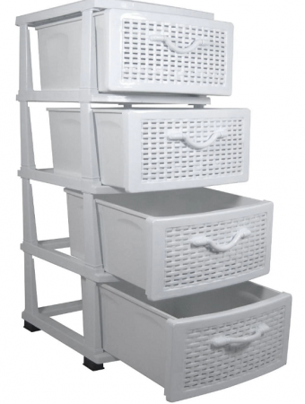 Depozitare si organizare - Dulap Universal 4 Sertare, Sterk, Alb, Plastic, 90 x 67 x 45 cm