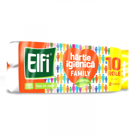 Consumabile locuinta - Hartie Igienica, Elfi, Family, 2 Straturi, 10 Role
