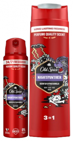 Ingrijire personala - Pachet Promo, Old Spice, Spray + Gel De Dus, Night Panter, 150 ml + 400 ml