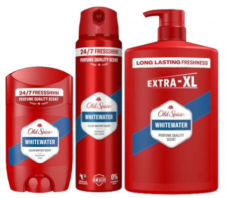 Ingrijire personala - Pachet Promo, Old Spice, Whitewater, Antiperspirant + Deodorant + Gel De Dus, 50 ml + 150 ml + 1L
