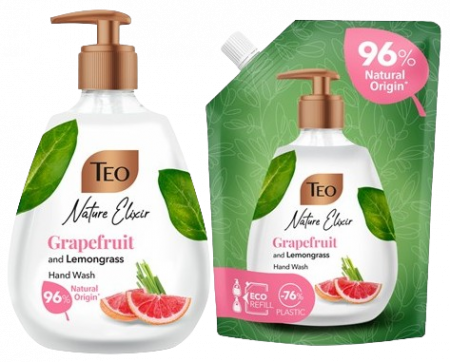 Gel dus si sapun - Pachet Promo Teo, Nature Elixir Grapefruit & Lemongrass, Sapun 300 ml + Rezerva 500 ml