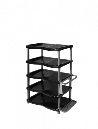 Rafturi - Raft Pantofi 5 Etaje Lux, Sterk, Negru, Plastic, 82 x 47 x 33 cm
